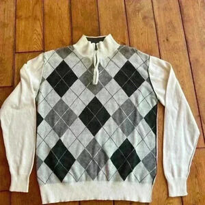 Men’s BKE slim fit 1/4 zip argyle sweater, size M fall style winter cozy